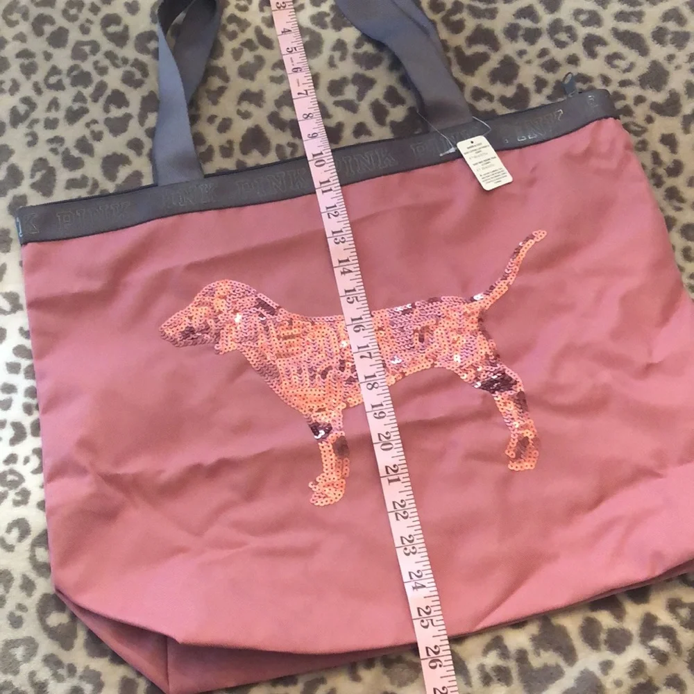 2016 PINK Victoria’s Secret Sequin Dog Tote Bag in Pink